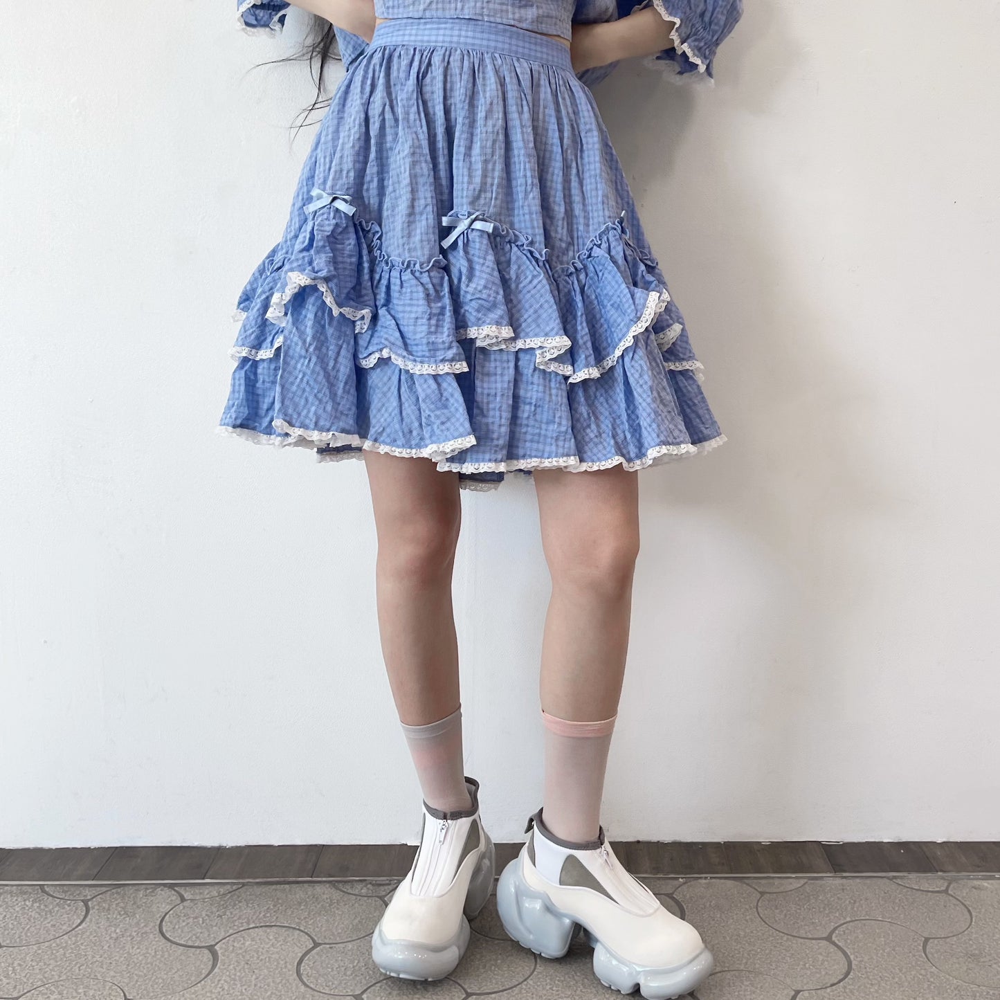 COTTON LOLITA SKIRT / BLUE / ボリュームフリルスカート