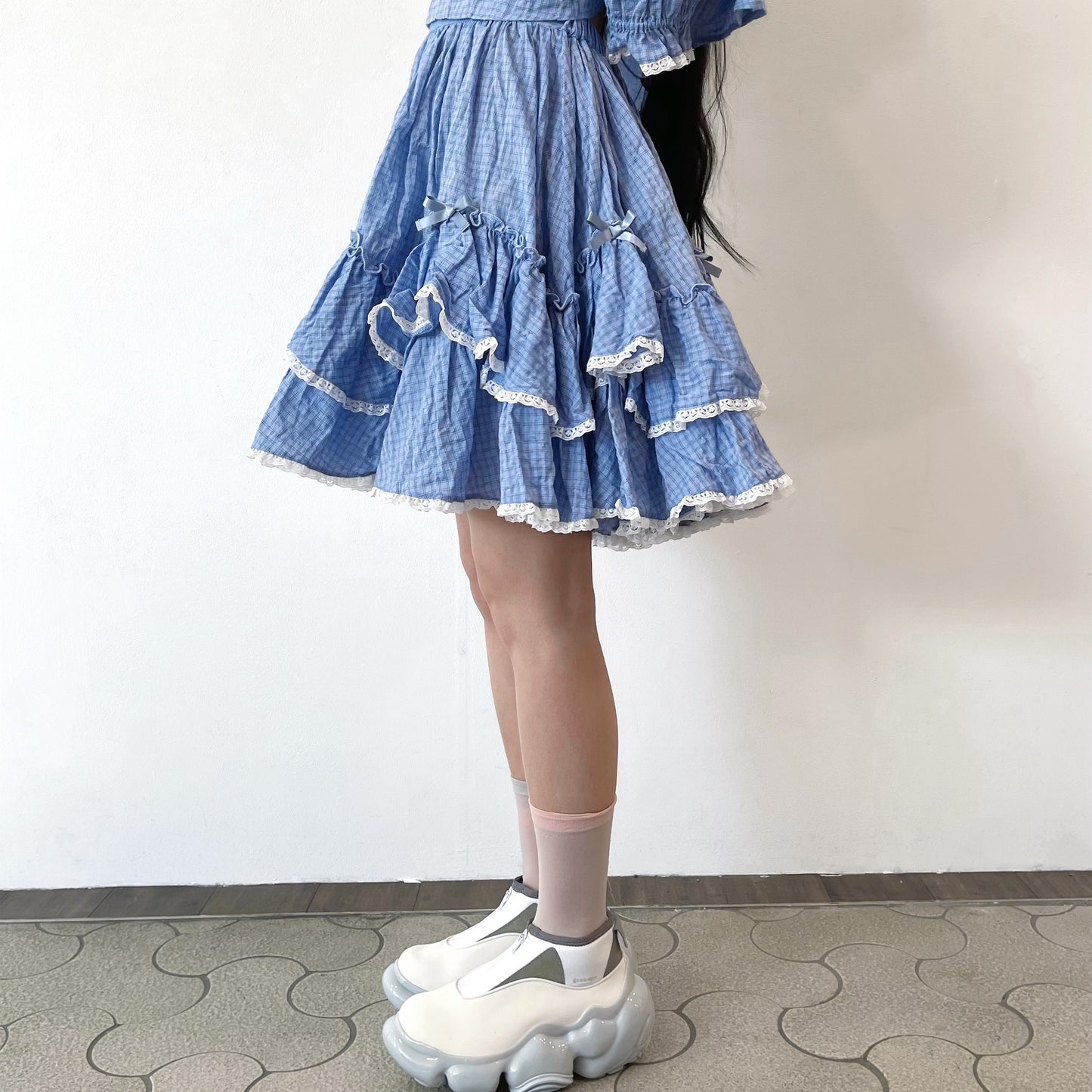 COTTON LOLITA SKIRT / BLUE / ボリュームフリルスカート