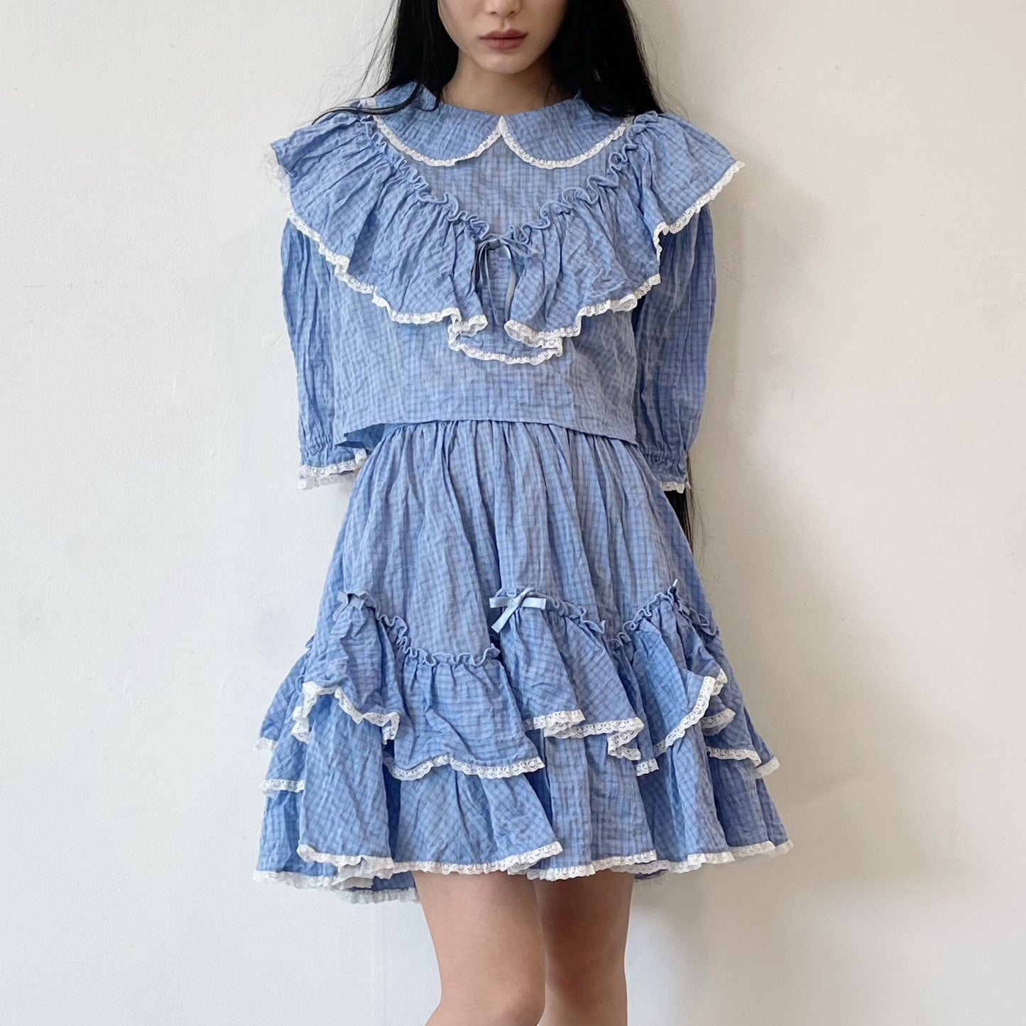 COTTON LOLITA SKIRT / BLUE / ボリュームフリルスカート