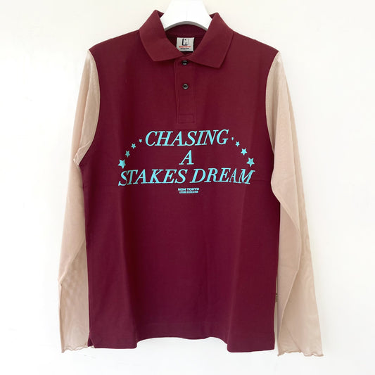 SHEER SLEEVE POLO-SHIRT / WINE / シアー袖ポロシャツ