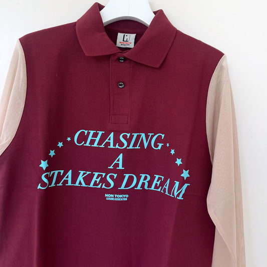 SHEER SLEEVE POLO-SHIRT / WINE / シアー袖ポロシャツ