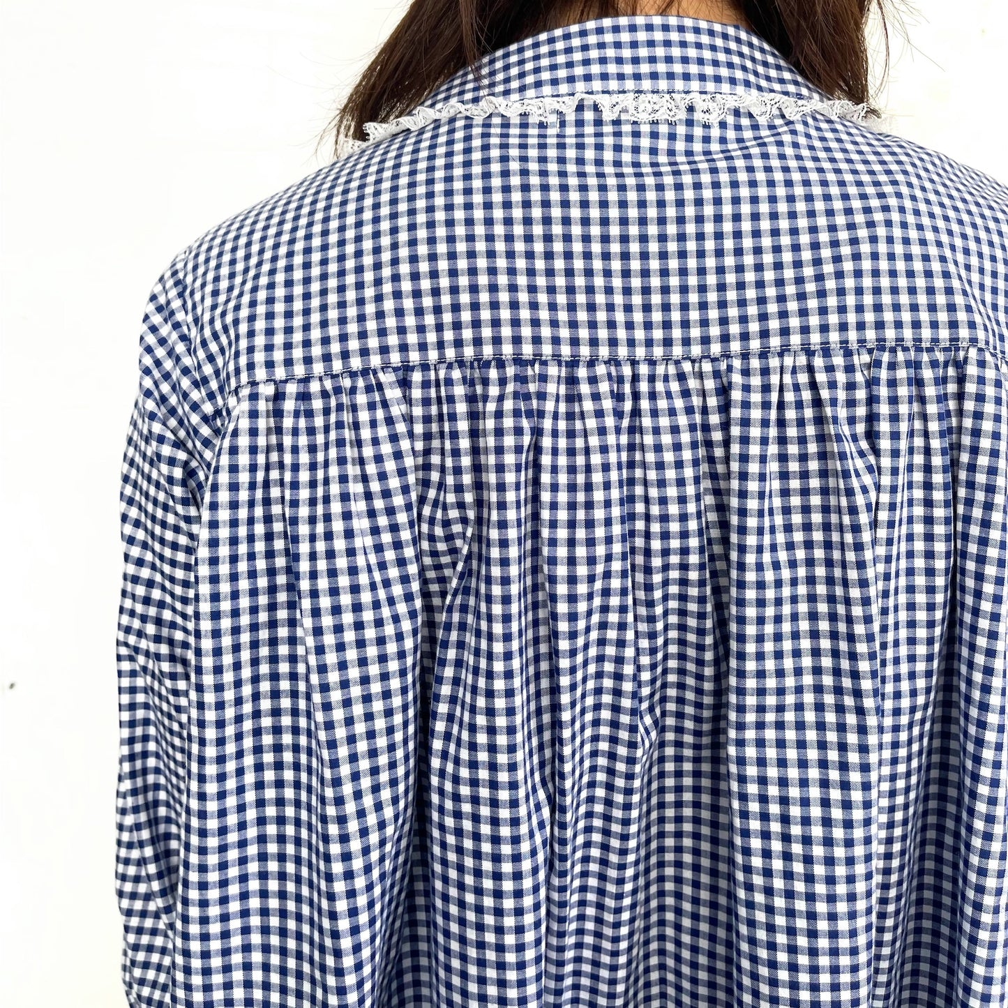 Smocking ribbon blouse / Blue / スモッキングリボンブラウス
