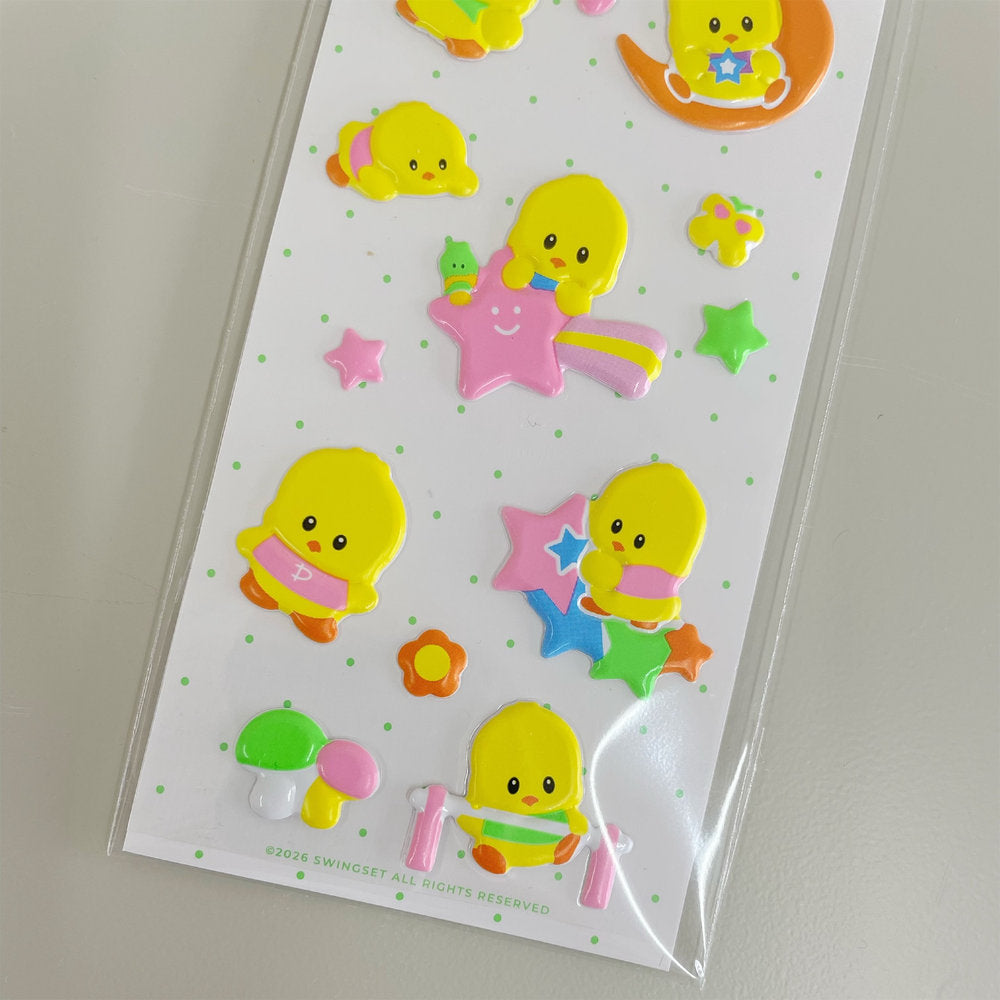 [X YOUNGART] PIPI Puffy Embossed Sticker / ひよこのステッカー