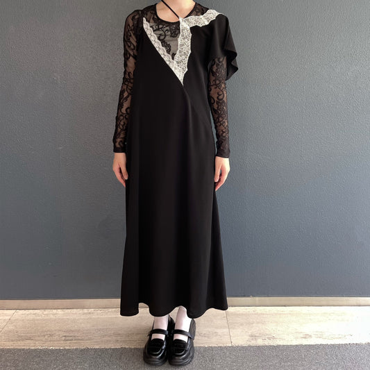 Francesca Dress / Black x White Lace / アシンメトリードレス