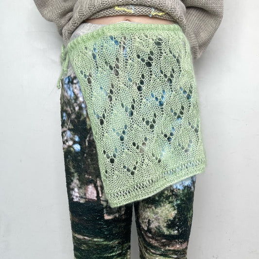 wrap skirt / pale green / ニットモヘアラップスカート
