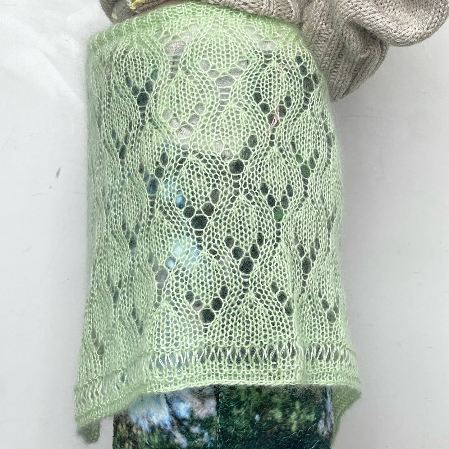 wrap skirt / pale green / ニットモヘアラップスカート