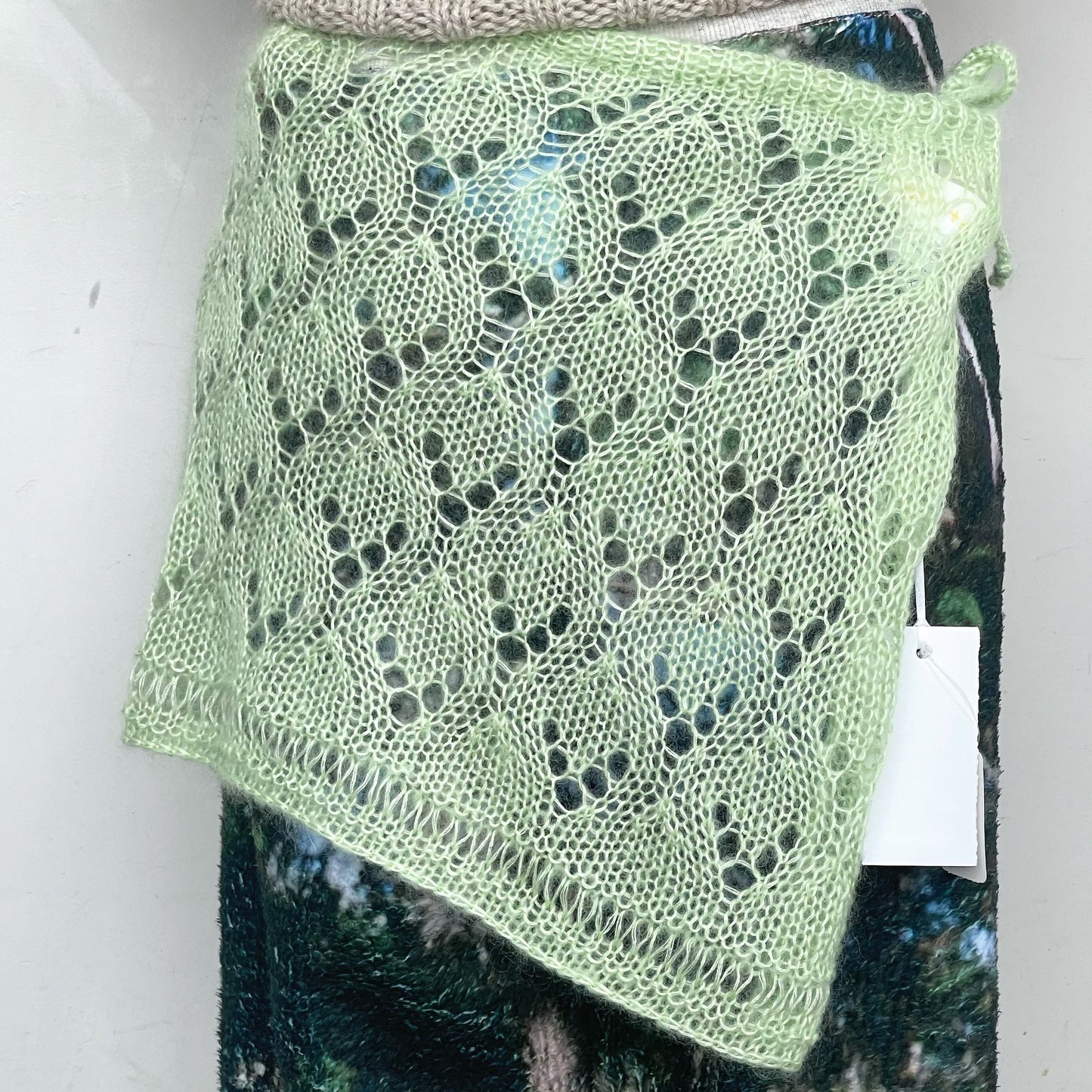 wrap skirt / pale green / ニットモヘアラップスカート
