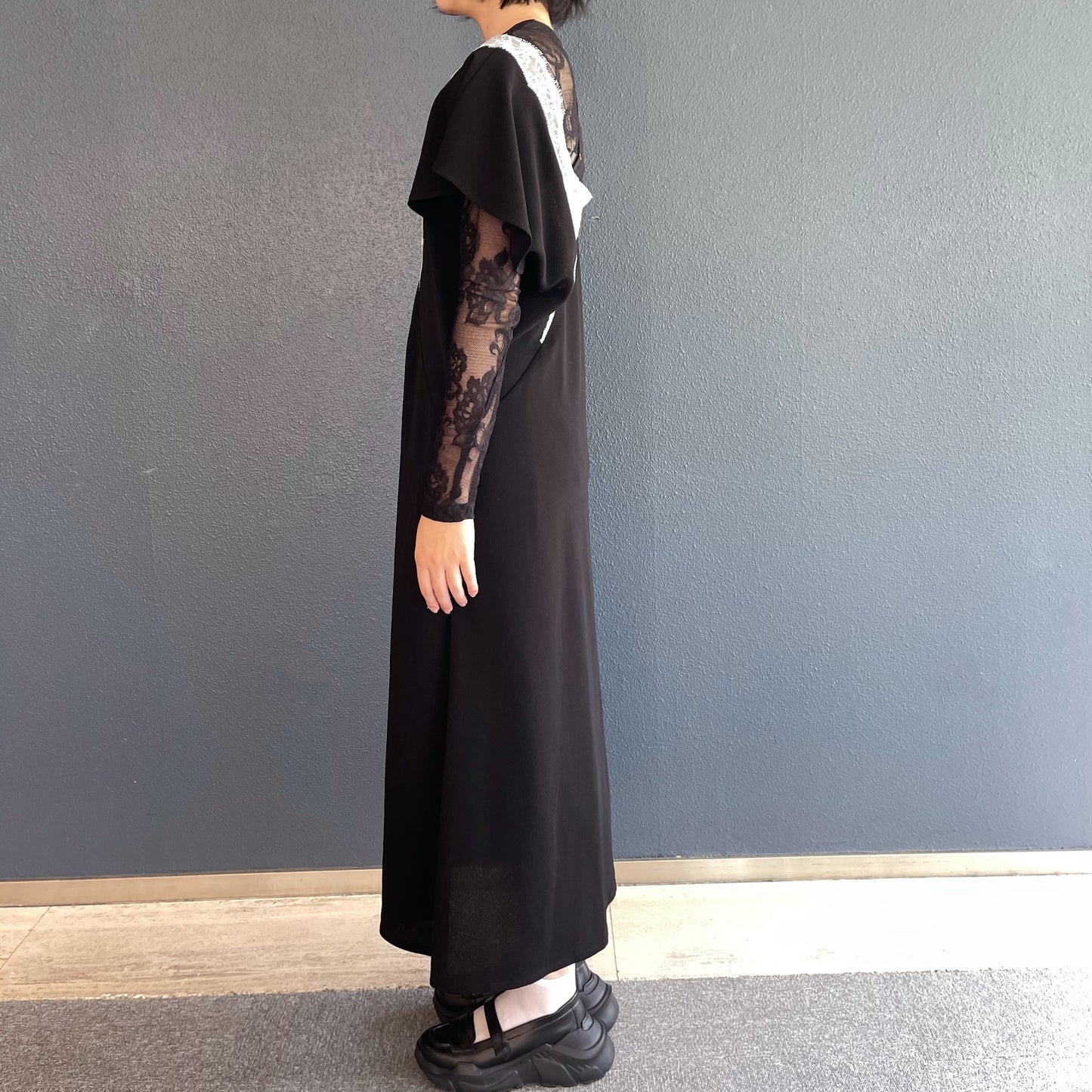 Francesca Dress / Black x White Lace / アシンメトリードレス