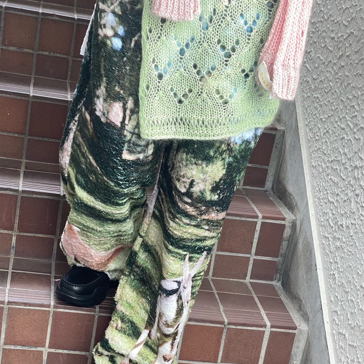 wrap skirt / pale green / ニットモヘアラップスカート