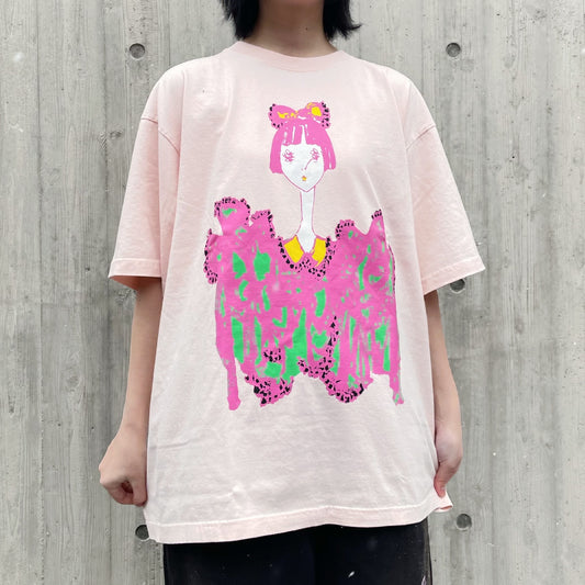 LOUISE RIBBON T-SHIRT BIOWASHED / BABY PINK / MAYA SHIBASAKIコラボレーション