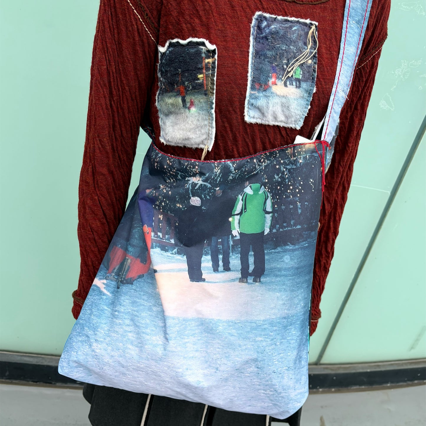 taffeta print shoulder bag / snow / タフタプリントショルダーバッグ