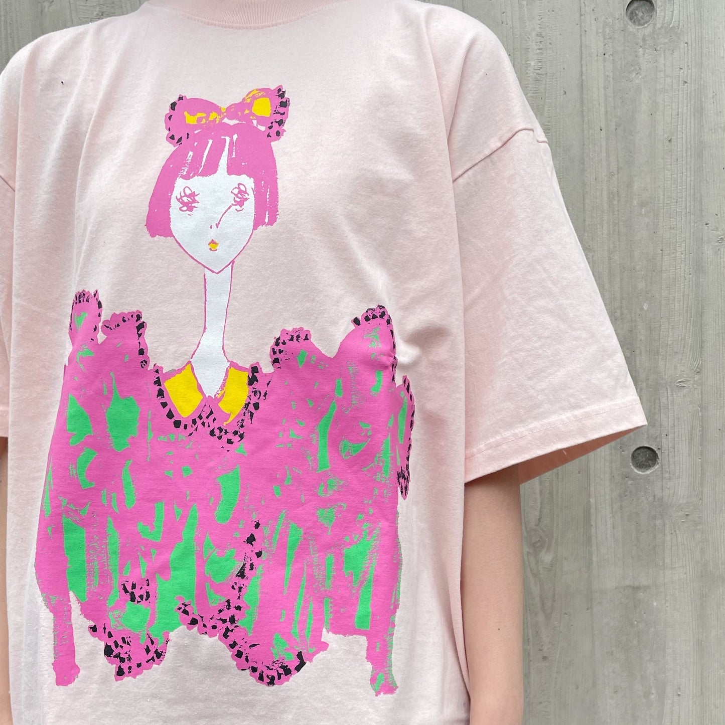 LOUISE RIBBON T-SHIRT BIOWASHED / BABY PINK / MAYA SHIBASAKIコラボレーション