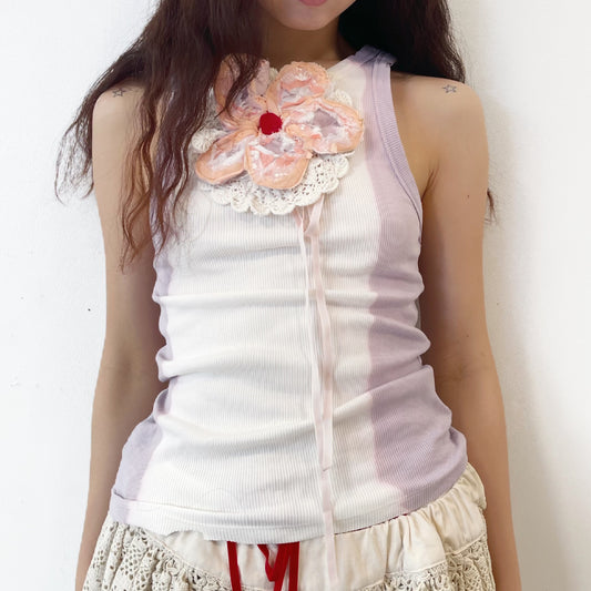 UP-CYCLED COTTON WITH VELVET RIBBONS, HAND PAINTED