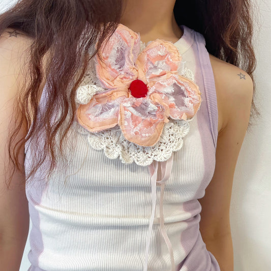 UP-CYCLED COTTON WITH VELVET RIBBONS, HAND PAINTED