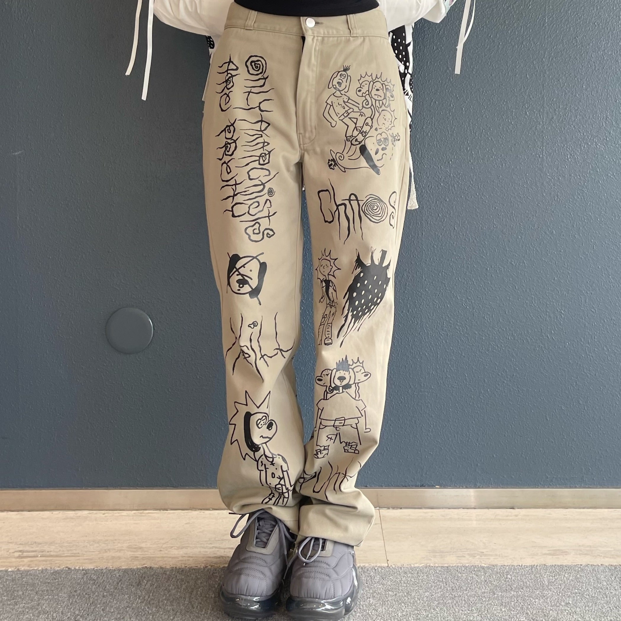ANARCHY WORK PANTS / SAND BEIGE / グラフィックワークパンツ【Brett