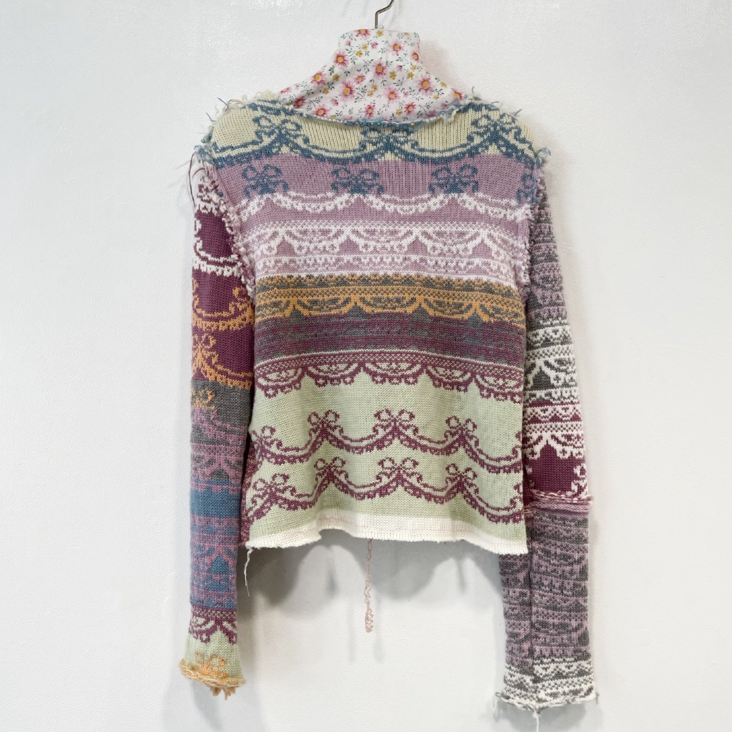 Lace knit jumper / Mix / レースマルチボーダーニット