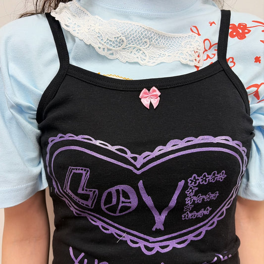 Camisole / black / プリントキャミソール
