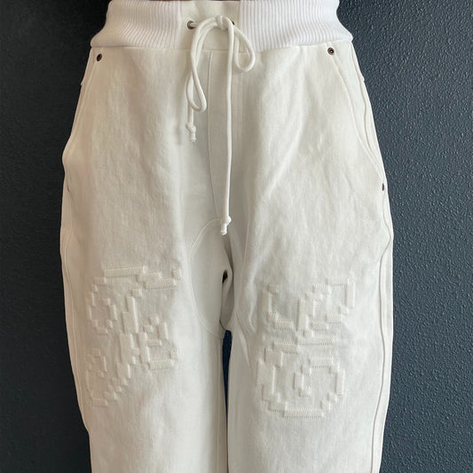 [fa.er.ie] embroidery rib cotton pants / ivory / 刺繍コットンパンツ