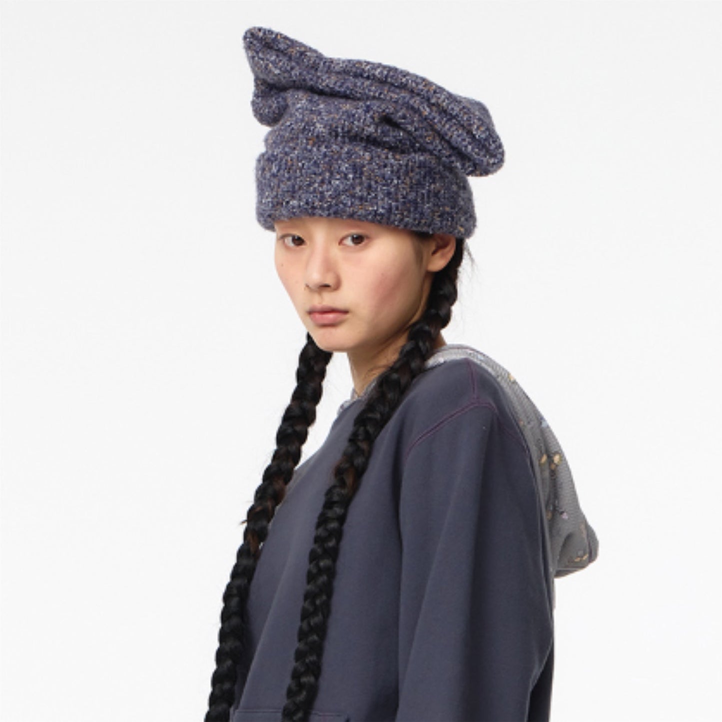 REVERSIBLE WIDE CAT BEANIE / PURPLE / キャットビーニー