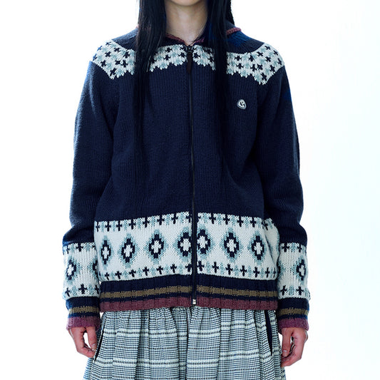 MOSSY COWCHAN KNIT JACKET / NAVY / ジップカウチンニットジャケット