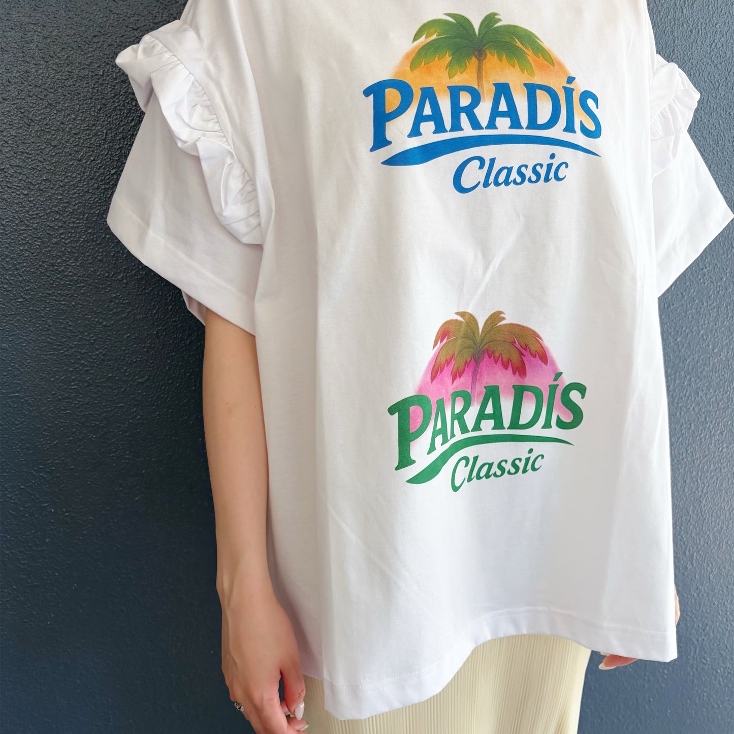 SHRINK T-SHIRT / WHITE - PARADIS / シュリンクグラフィックTシャツ