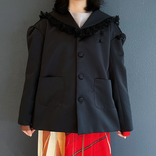 Sailor satin jacket / Black / セーラーサテンジャケット