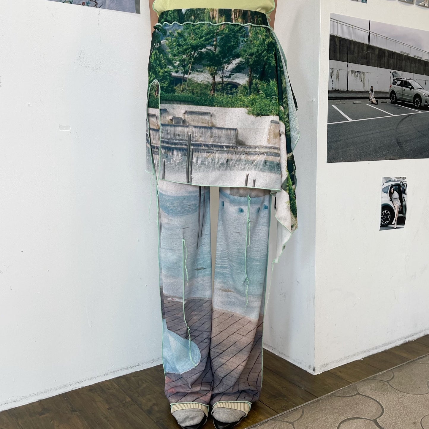 easy pants with skirt / pool / スカート付きイージーパンツ