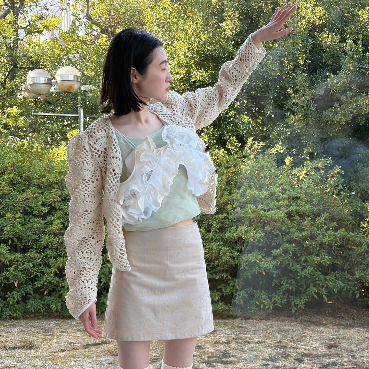 print mini skirt / house and shine hand print / プリントミニスカート