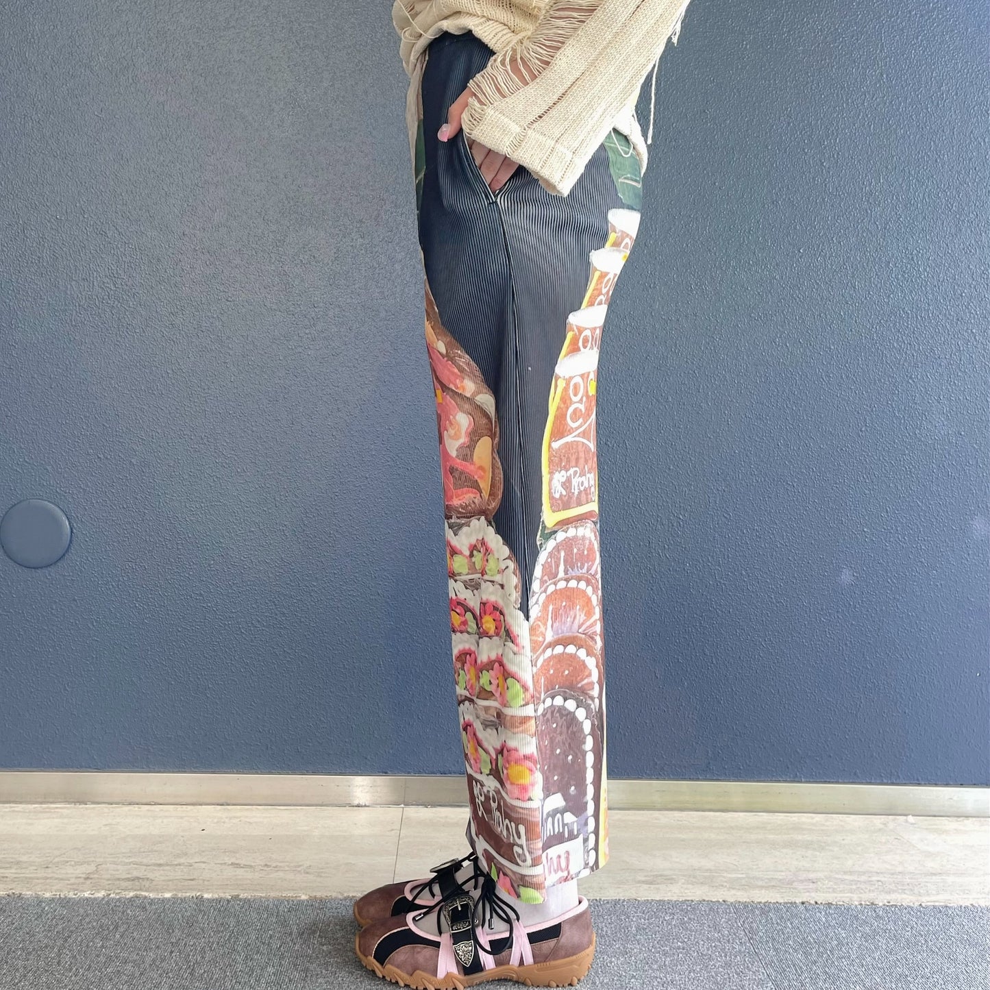 【SHEEP LIMITED】PRINT RIB SKIRT / COOKIE / プリントリブスカート