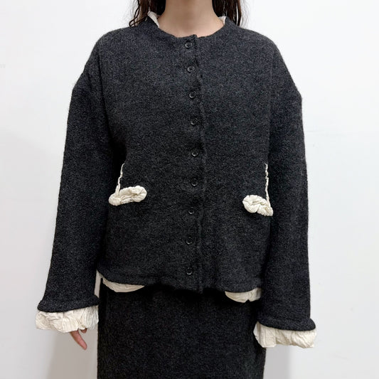 fulling jacket / charcoal gray / 縮絨加工ニットジャケット