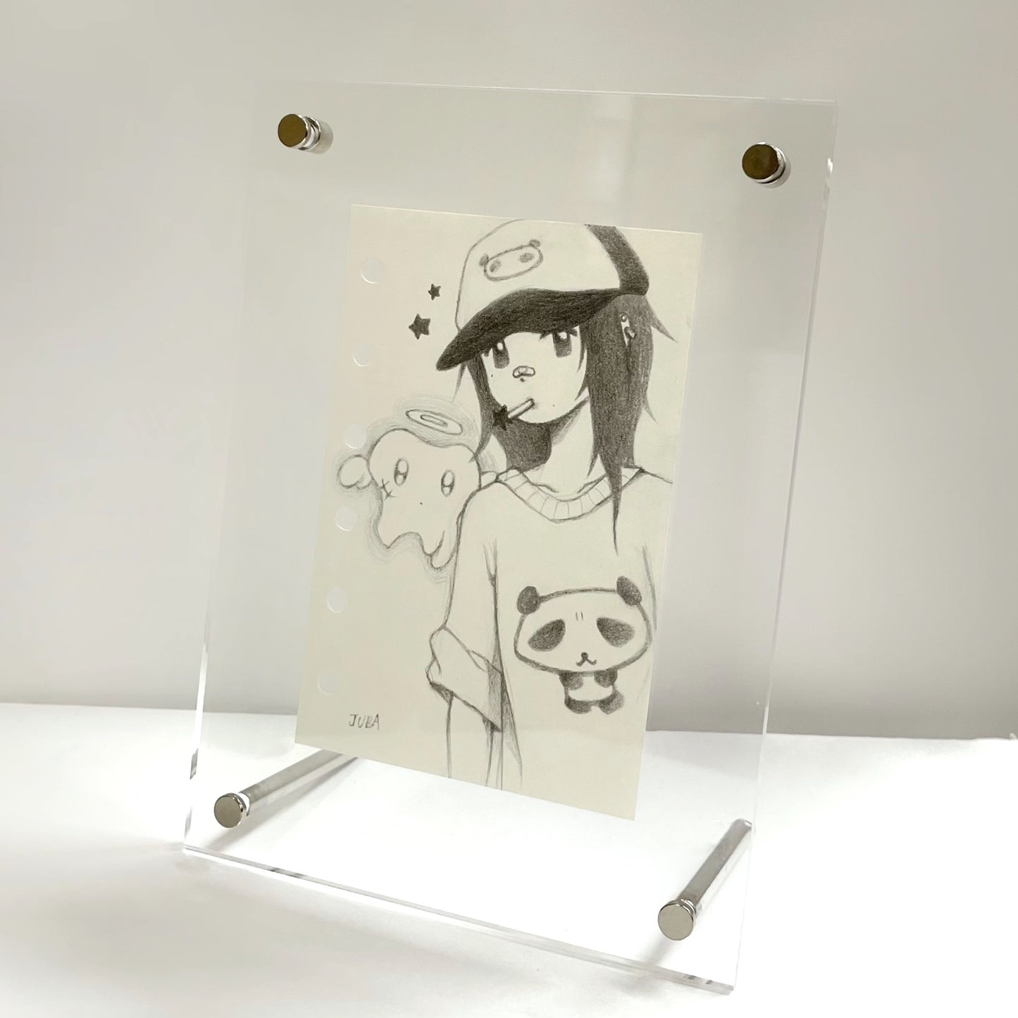 【JUBA】Smoking girl original drawing in frame / ドローイング