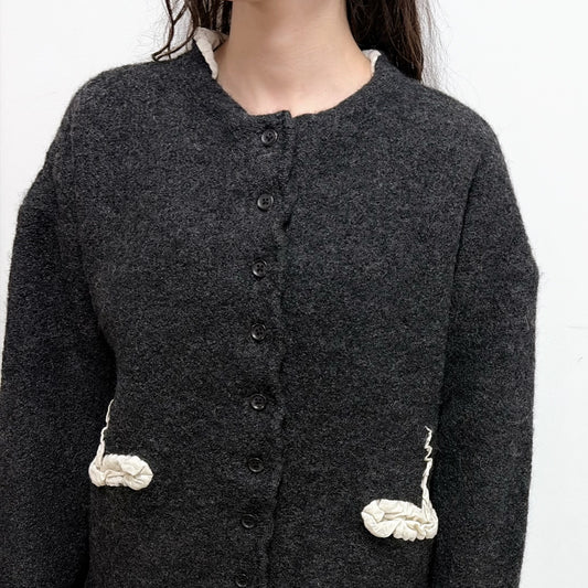 fulling jacket / charcoal gray / 縮絨加工ニットジャケット