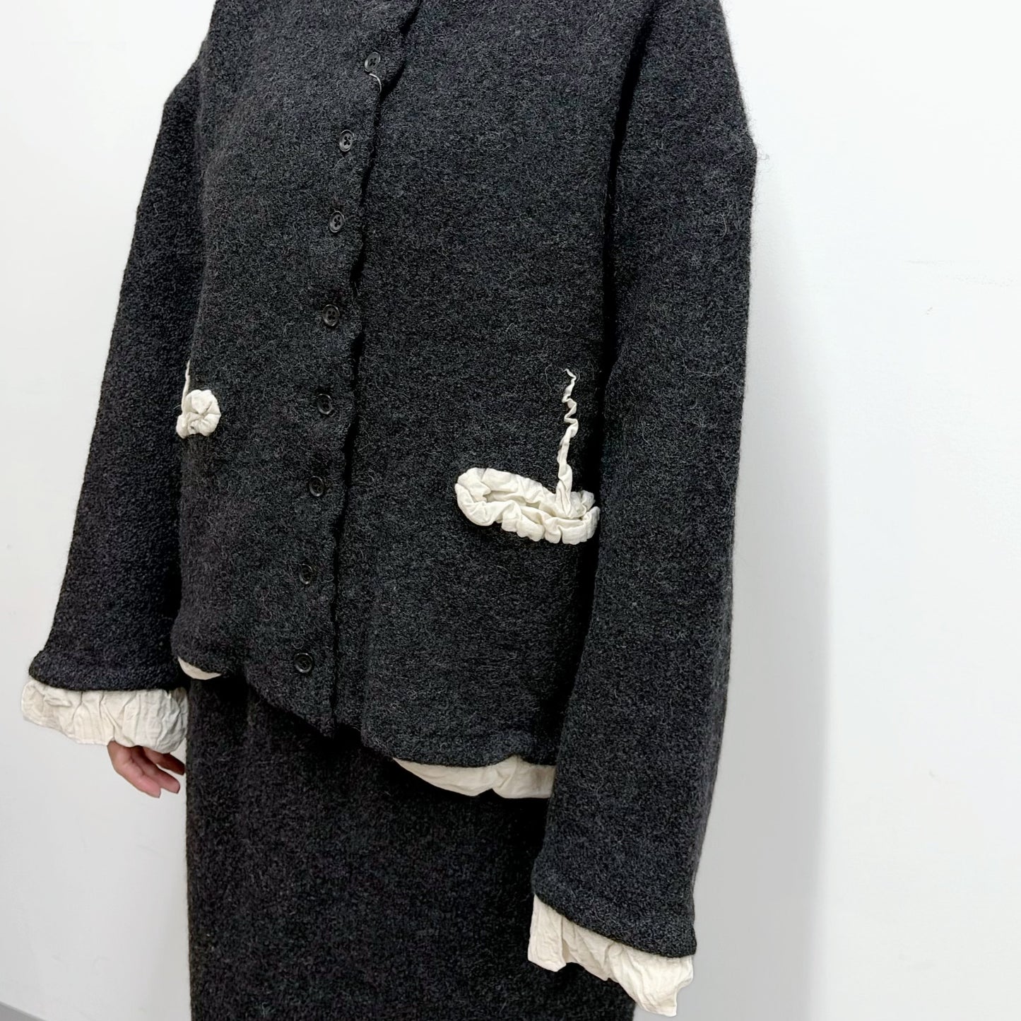 fulling jacket / charcoal gray / 縮絨加工ニットジャケット