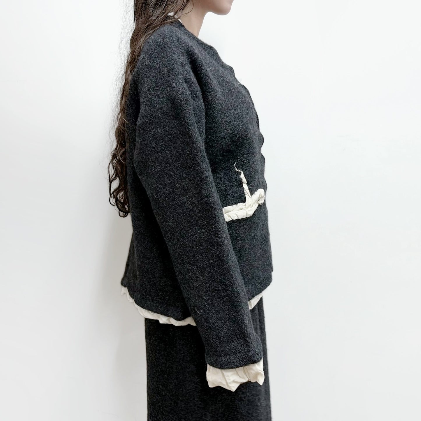 fulling jacket / charcoal gray / 縮絨加工ニットジャケット