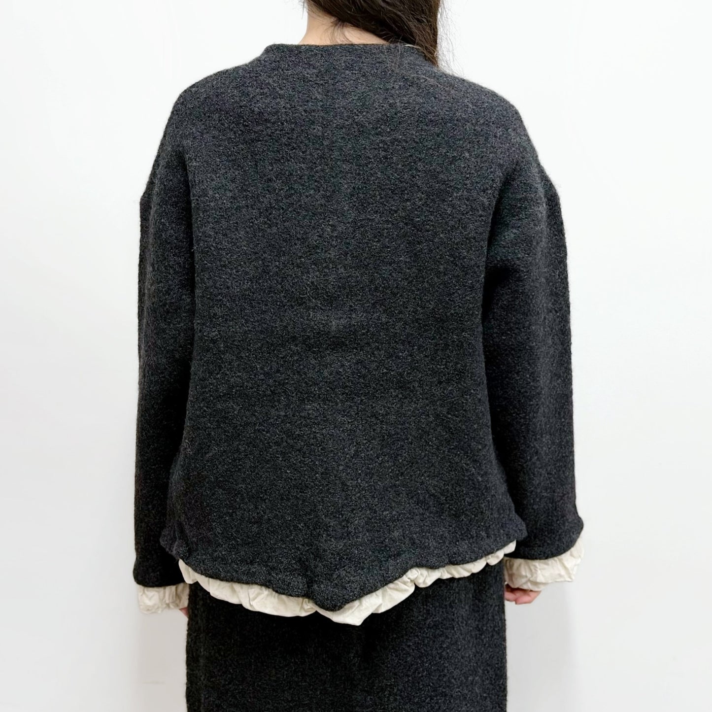 fulling jacket / charcoal gray / 縮絨加工ニットジャケット