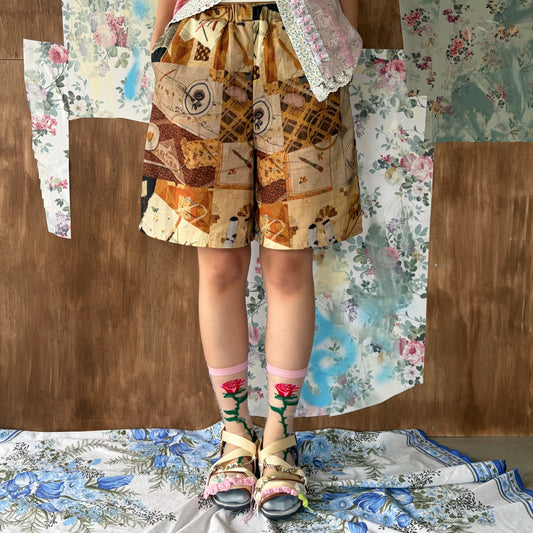Memory half pants XS / brown / ハーフパンツ