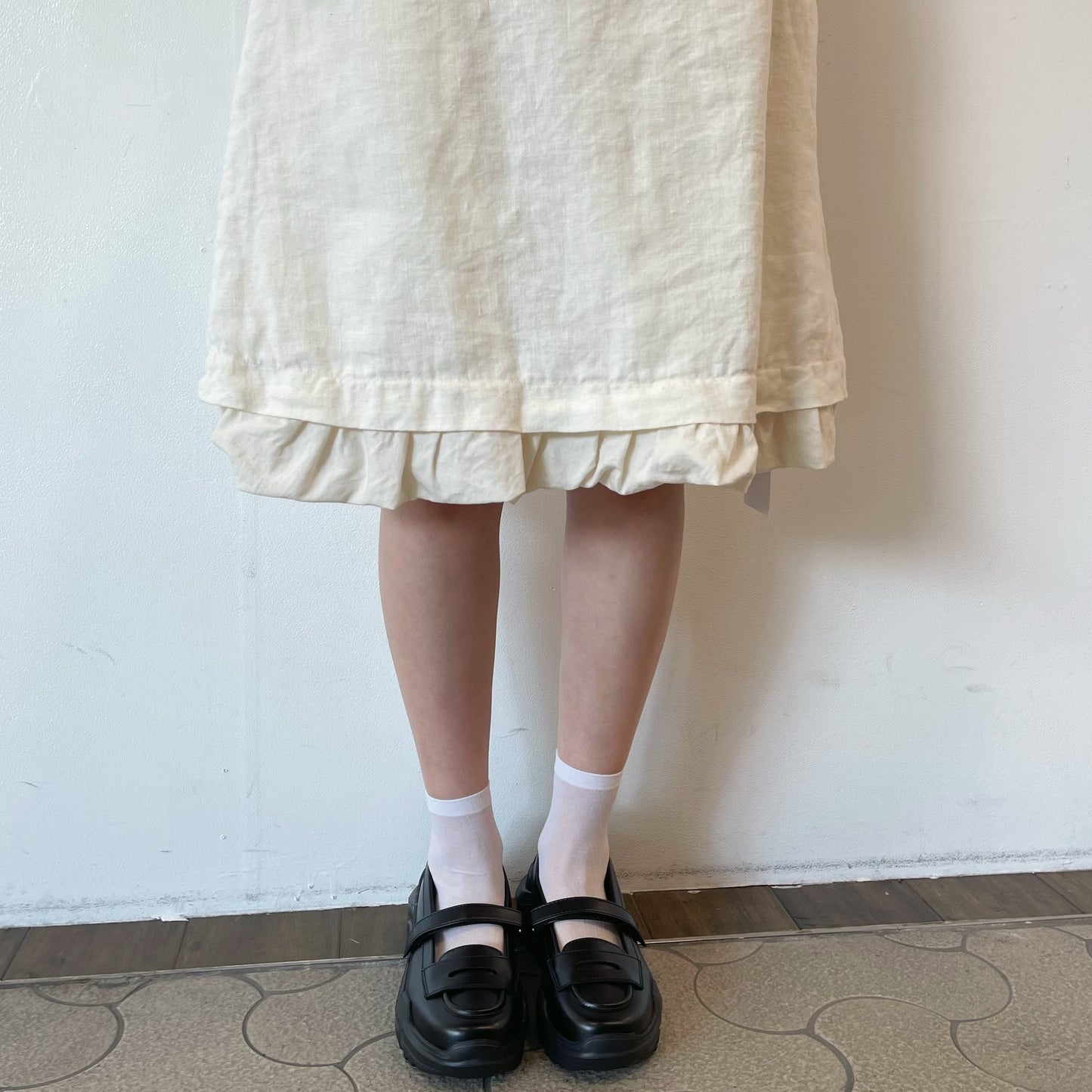 linen skirt / off-white / リネンウールスカート