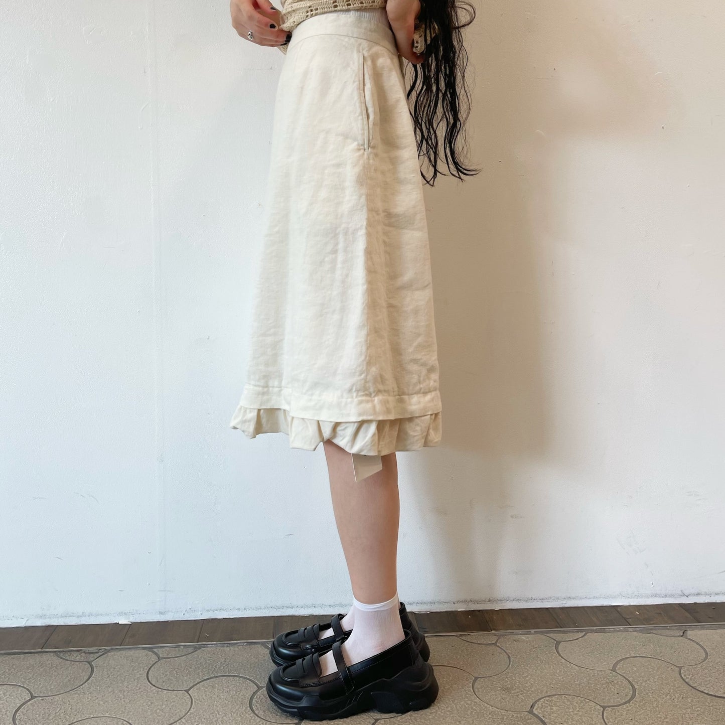 linen skirt / off-white / リネンウールスカート