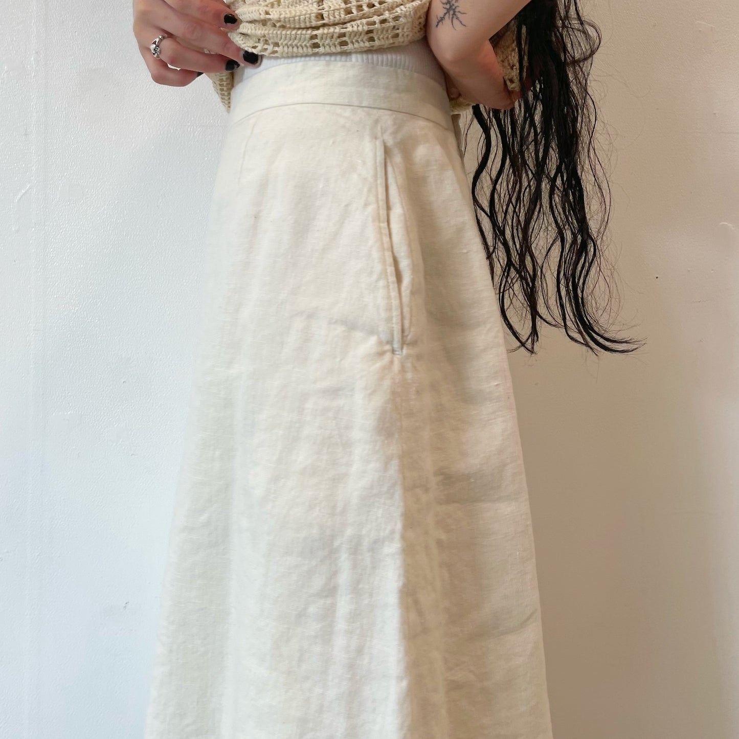 linen skirt / off-white / リネンウールスカート