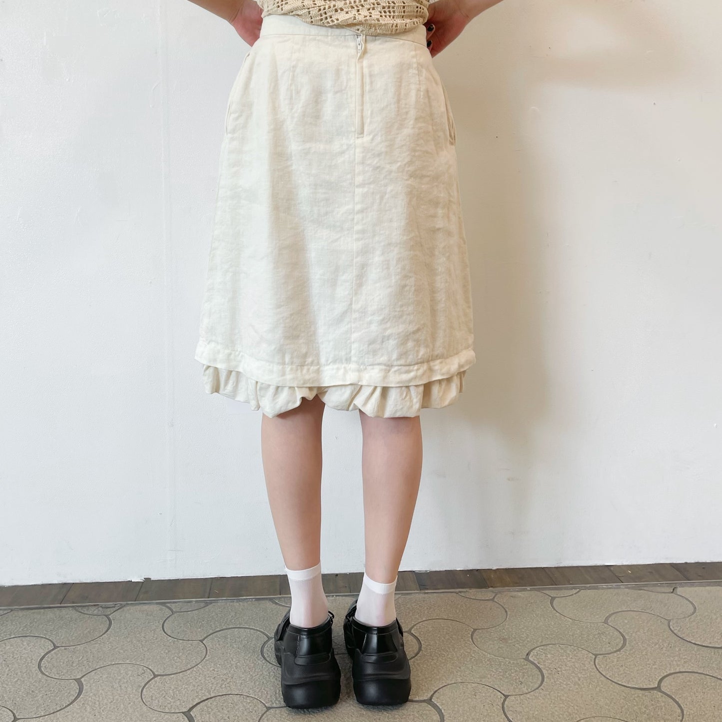 linen skirt / off-white / リネンウールスカート