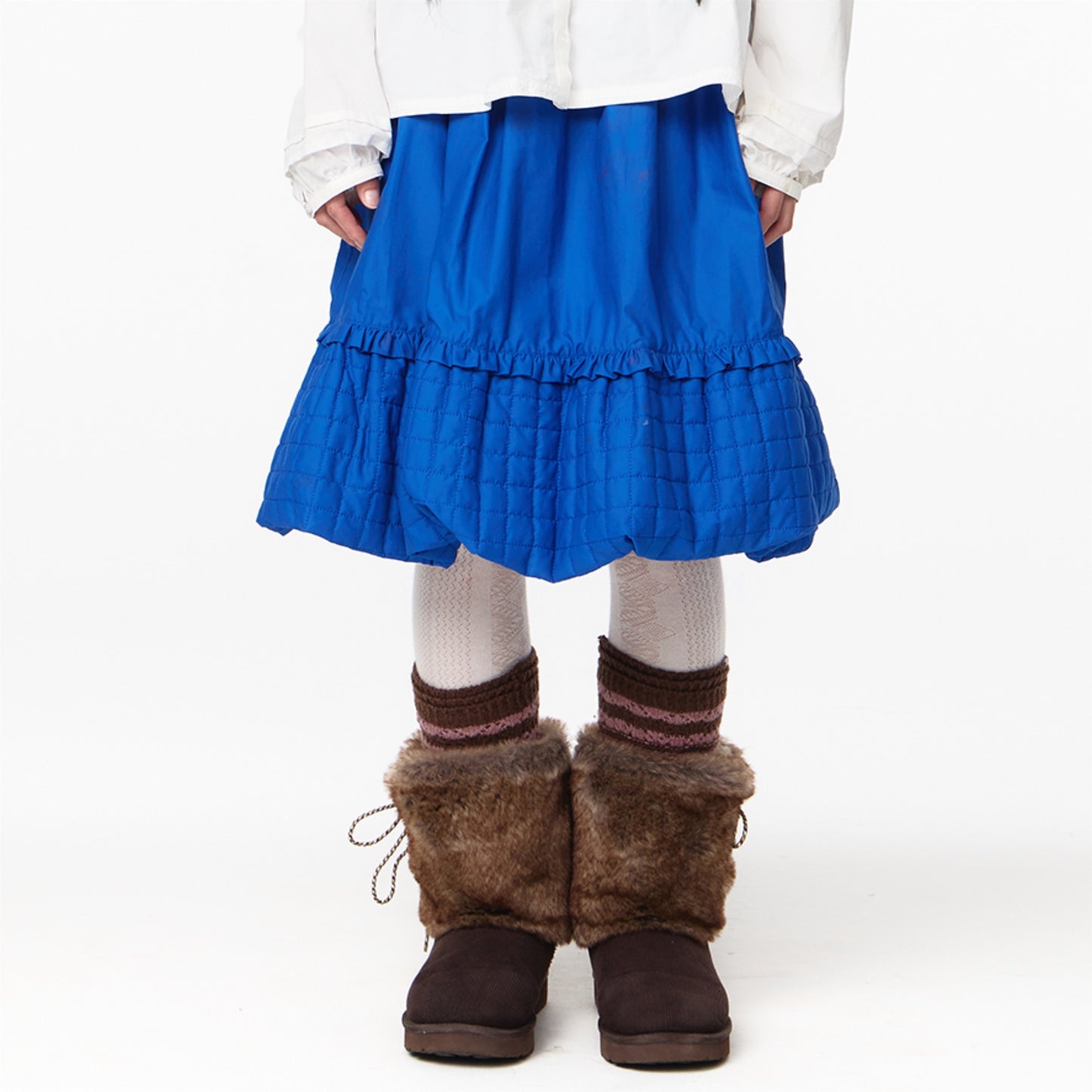 QUILTED SHIRRING BALLOON SKIRT / BLUE / キルトシャーリングバルーンスカート