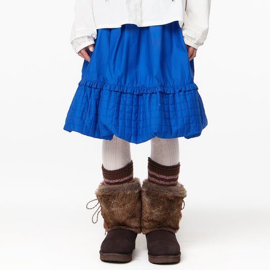 QUILTED SHIRRING BALLOON SKIRT / BLUE / キルトシャーリングバルーンスカート