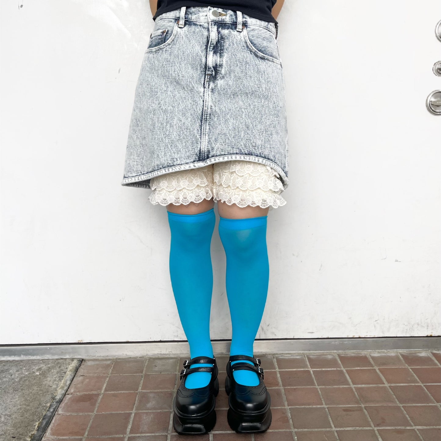 WAVE CUT DYED SKIRT / WHITE / ウェーブカットデニムスカート