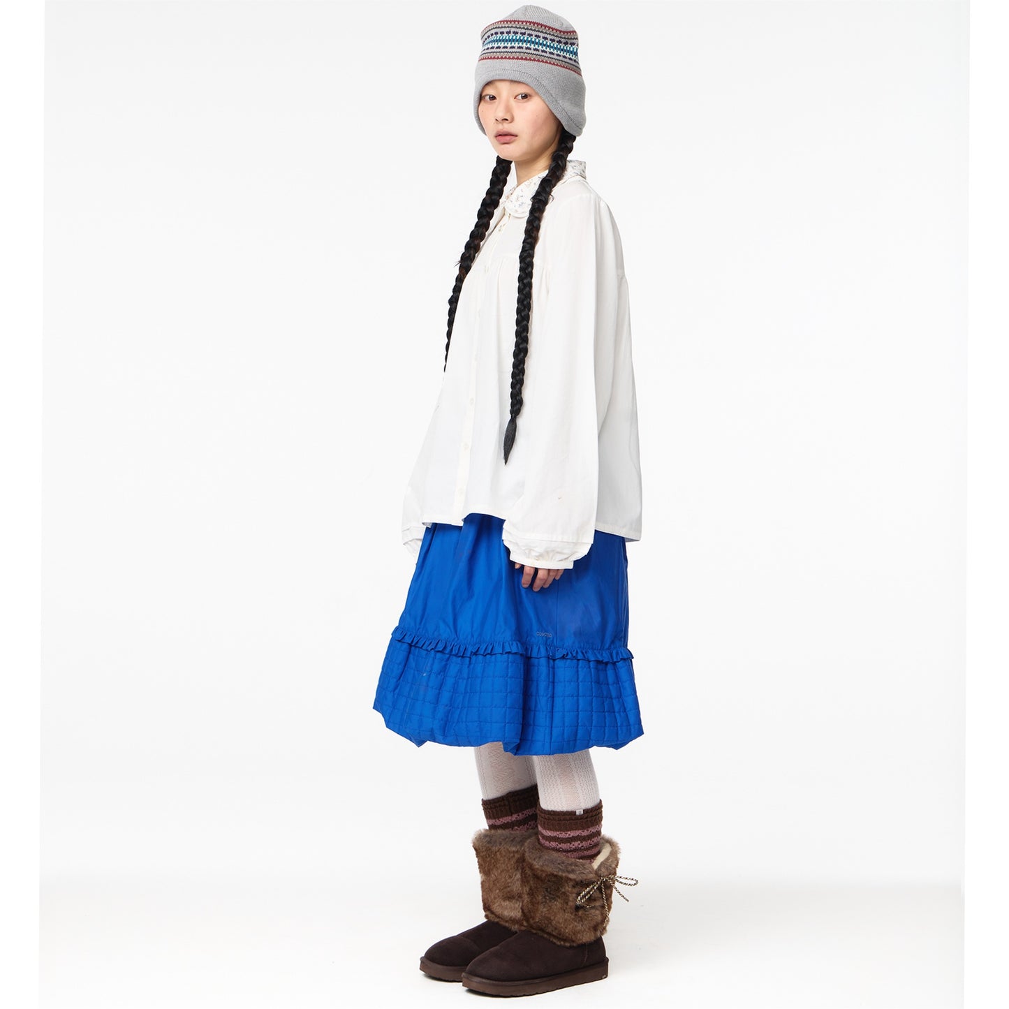 QUILTED SHIRRING BALLOON SKIRT / BLUE / キルトシャーリングバルーンスカート