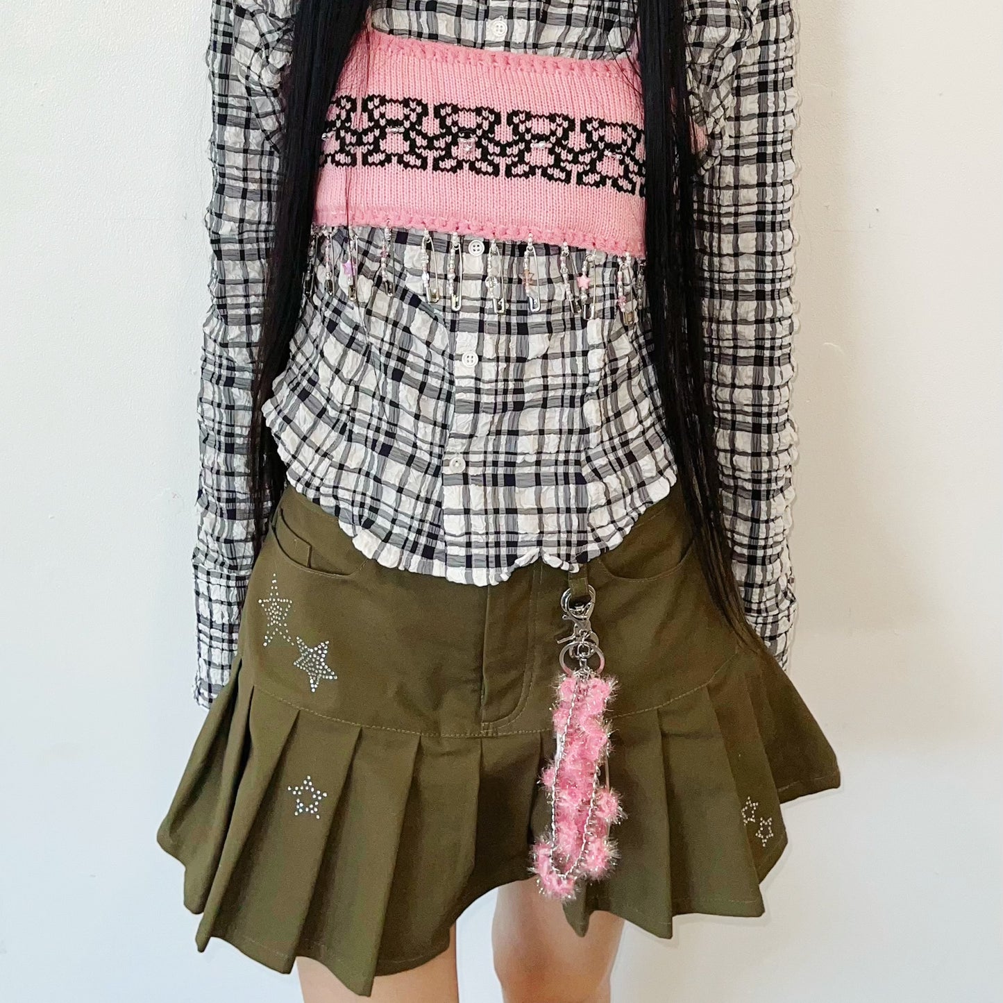 Pleated mini skirt / Khaki / プリーツミニスカート