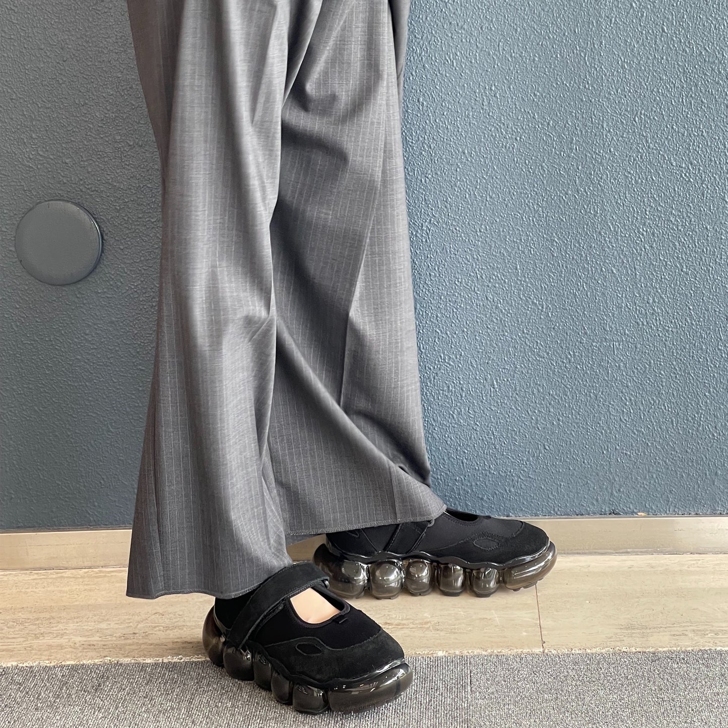 Orpha pants / gray stripes / ウエストデザインパンツ