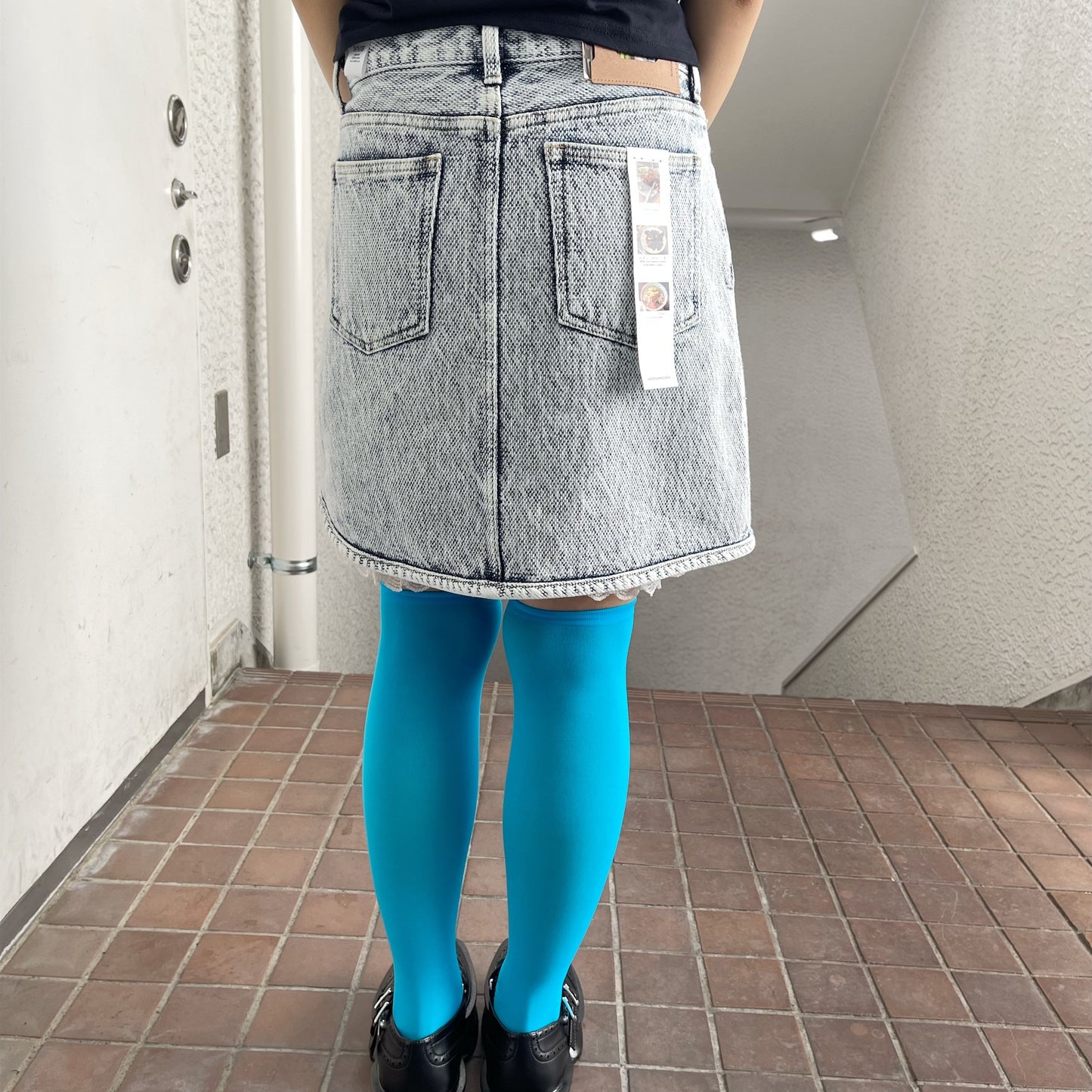 WAVE CUT DYED SKIRT / WHITE / ウェーブカットデニムスカート