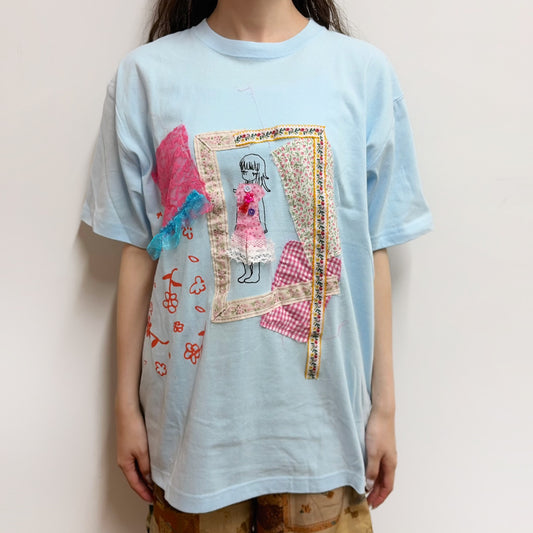 Megumi Okubo doll tshirts / Blue D / 大久保惠コラボレーションTシャツ