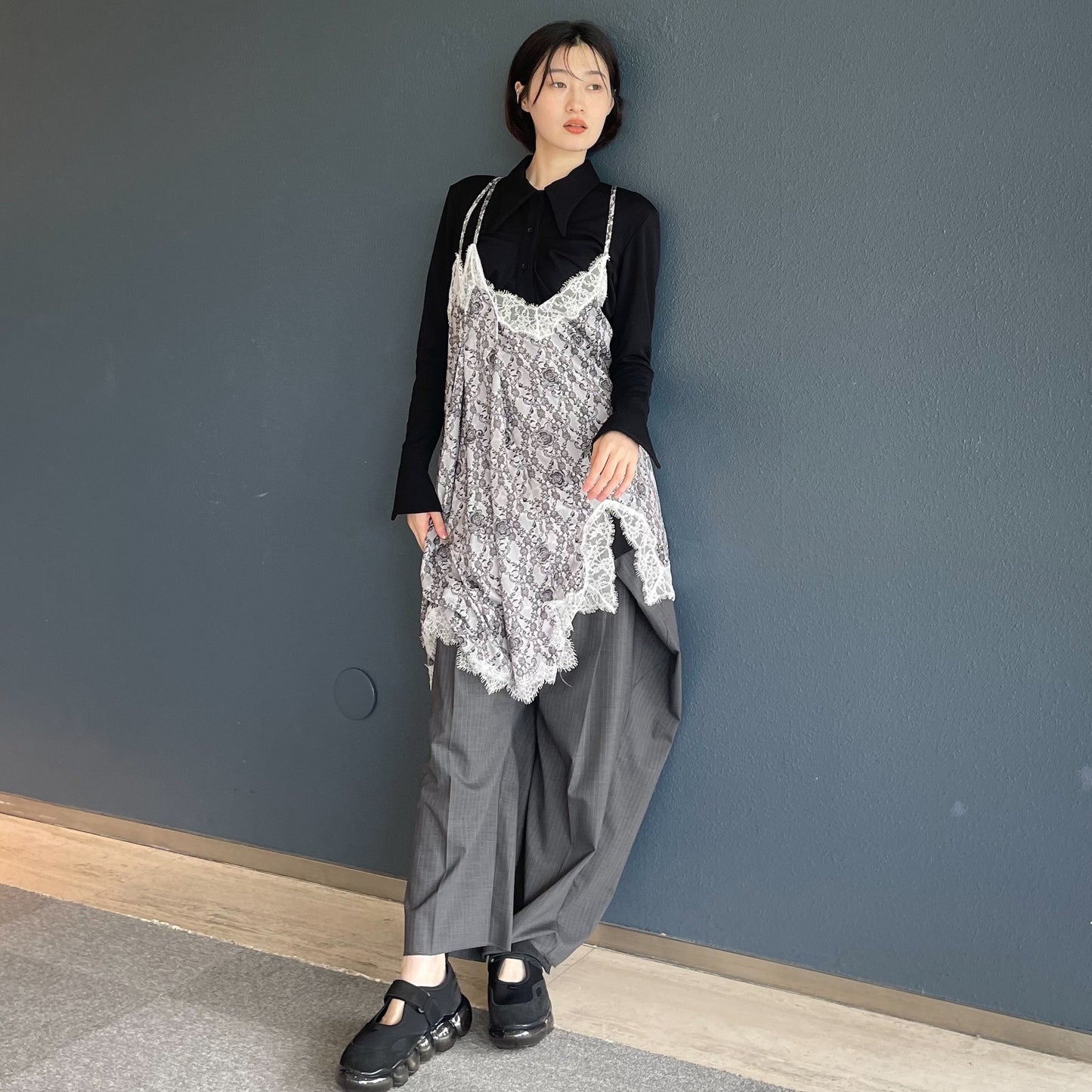 Orpha pants / gray stripes / ウエストデザインパンツ