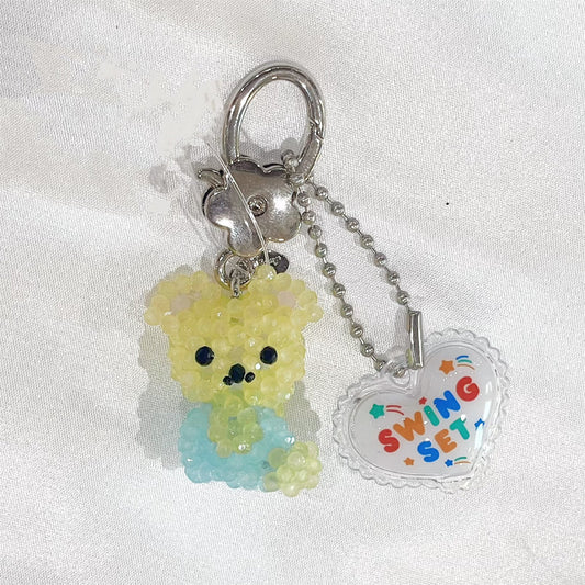 [X YOUNGART] Chill JINI Key Ring / Sky Blue / くまのビーズキーリング